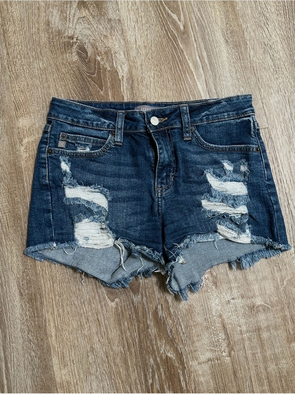 Just USA Dark Blue Distressed Denim Shorts